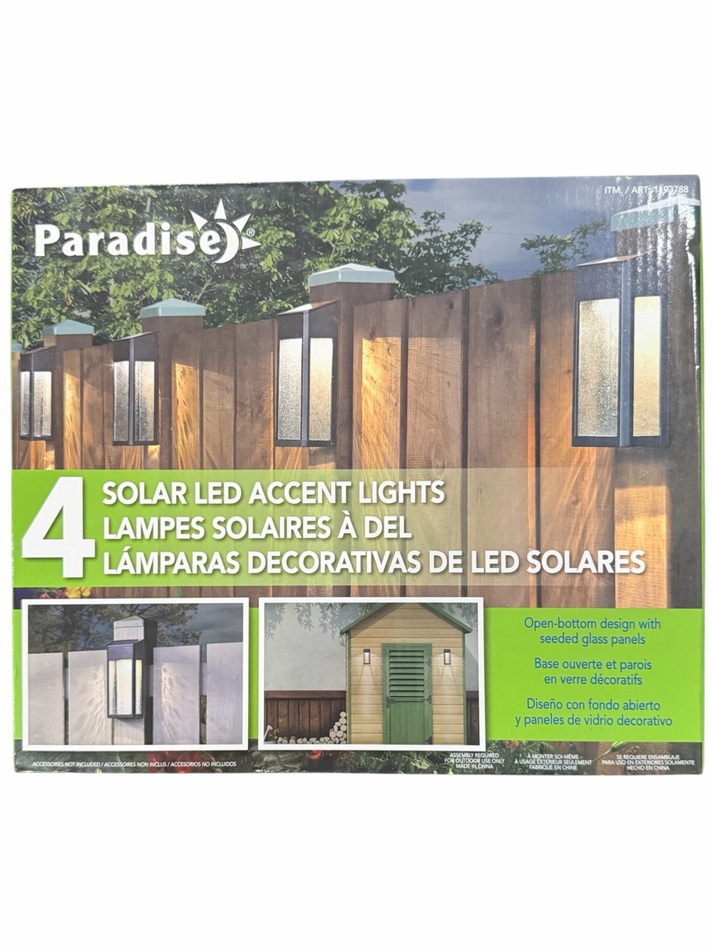 New in Box Paradise 4-Pack Solar LED Outdoor Accent Lights Warm White 3500K